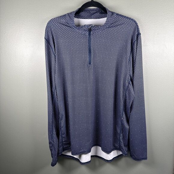 1764 Men’s Size Large Golf Polo Long Sleeve 1/4 zip Purple White Blue Pattern - Picture 1 of 12
